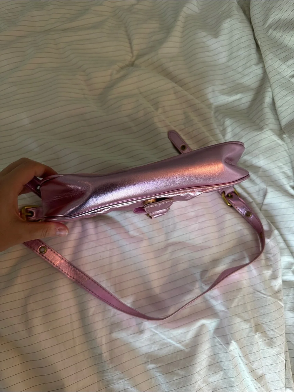 Y2K Pink Metallic Shoulder Bag